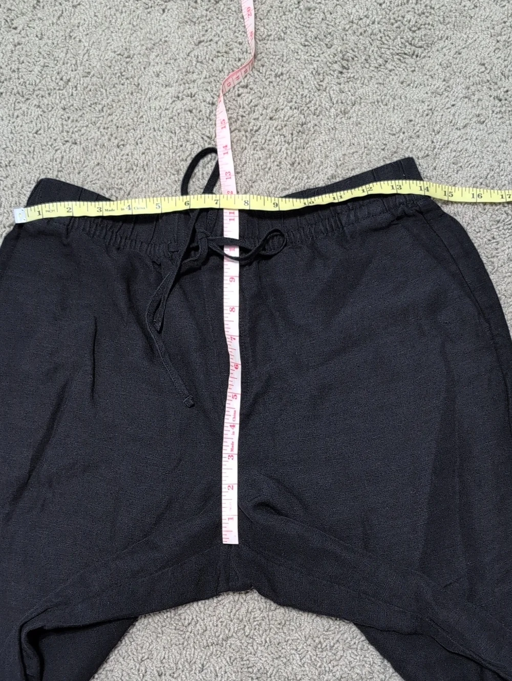 H&M Linen Blend Casual Black Pants Elastic waist Drawstring Size Small